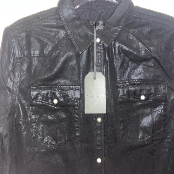 BNWT All Saints wax costed western shirt. Size US10/UK14 - Picture 2 of 9